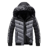 Lovemi -  Men's Winter Fur Collar Cotton Padded Jacket Down Jackets LOVEMI Grey black L 
