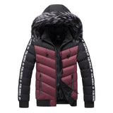 Lovemi -  Men's Winter Fur Collar Cotton Padded Jacket Down Jackets LOVEMI Wine Red L 