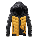 Lovemi -  Men's Winter Fur Collar Cotton Padded Jacket Down Jackets LOVEMI Yellow black L 