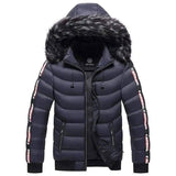 Lovemi -  Men's Winter Fur Collar Cotton Padded Jacket Down Jackets LOVEMI Navy blue L 