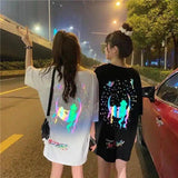 LOVEMI - Lovemi - Mid-Length Reflective Short-Sleeved T-Shirt Women