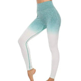 Nylon Seamless Fitness Leisure Yoga Pants Women's Sports-Gradient green-4