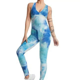 Women's Stretch Fit Yoga Jumpsuit-Blue-4