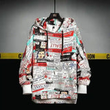 Oversized Spring Printed Hoodie For Men-Red-3