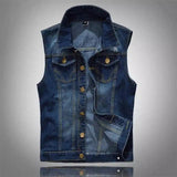 LOVEMI - Lovemi - Personality men's denim vest male blue vest vest