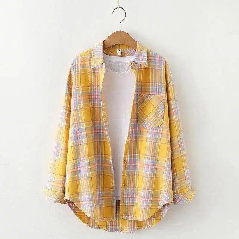 LOVEMI - Lovemi - Plaid Shirt Women'S Long-Sleeved Loose Shirt