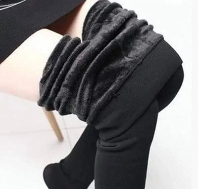 Plus velvet pearl velvet warm leggings-Black-9