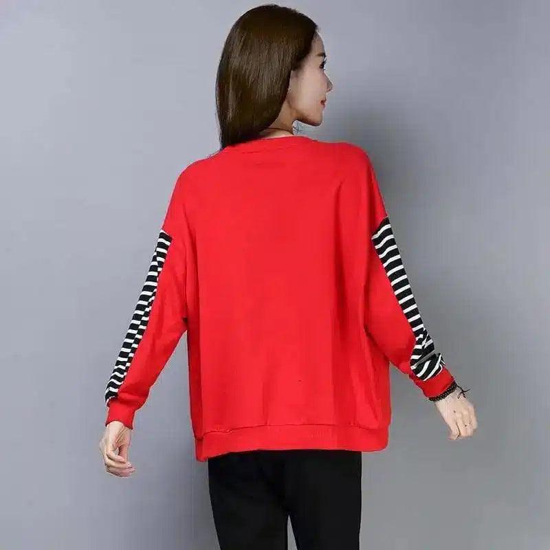 LOVEMI - Lovemi - Pocket Red Black Round Neck Spring Single Commuter