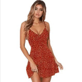 Polka-dot lace-up fashion dress-Red-13