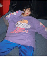 Lovemi -  Printed loose long-sleeved T-shirt men Outerwear & Jackets Men LOVEMI Purple M 