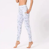 Printed pocket leggings-White-4