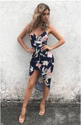 Lovemi -  Printing Skinny Slip Dress Midi Dresses LOVEMI  Navy S 