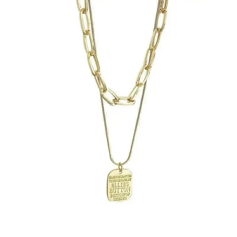 Punk Vintage Multi Layer Tag Pendant Necklace For Women 2-2
