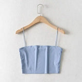 Womens Spaghetti Strap Crop Tops-Light Blue-8