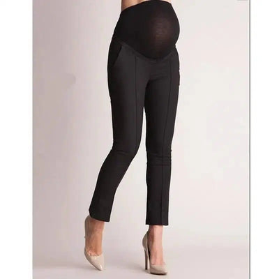 Pure color leggings for pregnant women-Black-3