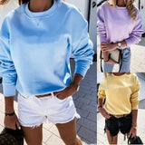 LOVEMI - Lovemi - Pure Color Pullover Simple Long-Sleeved Round Neck