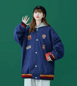 LOVEMI - Lovemi - Retro Hong Kong Style Baseball Uniform Women Loose