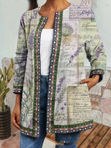 LOVEMI - Lovemi - Retro print stitching long sleeve coat