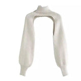 Lovemi -  Retro Scheming Niche Design Knit Sweater Sleeves Ctop LOVEMI White One size 