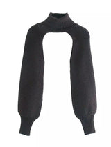 Lovemi -  Retro Scheming Niche Design Knit Sweater Sleeves Ctop LOVEMI Black One size 