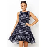 Ruffled sleeveless strapless skirt-DarkBlue-77