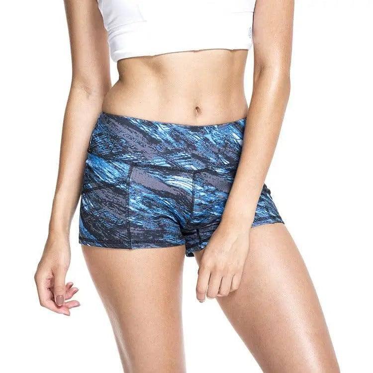 Running fitness ladies shorts high stretch sweat wicking-Bluegrasssketch-12