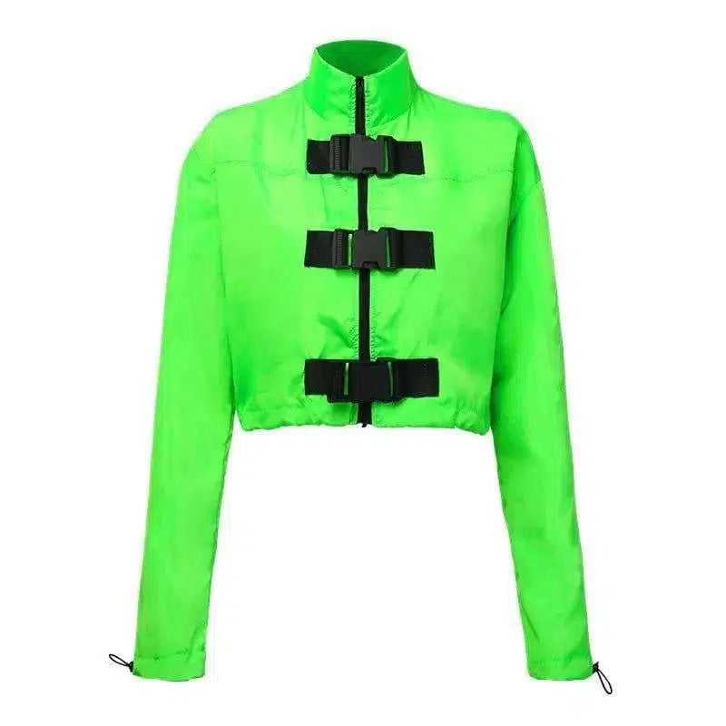 Schoolbag buckle jacket women-Green-1