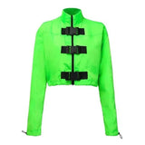 Schoolbag buckle jacket women-Green-1