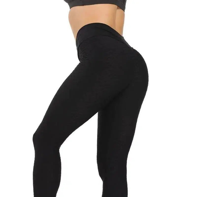 Seamless Nylon Moisture Wicking Sports Fitness Yoga Leggings-Black-3