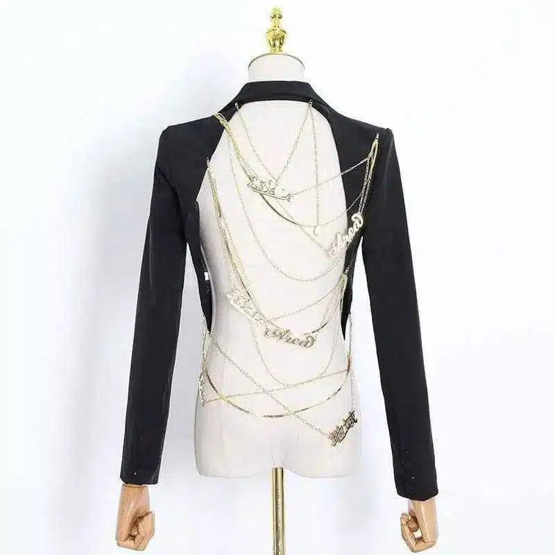 LOVEMI - Lovemi - Sexy big backless chain blazer