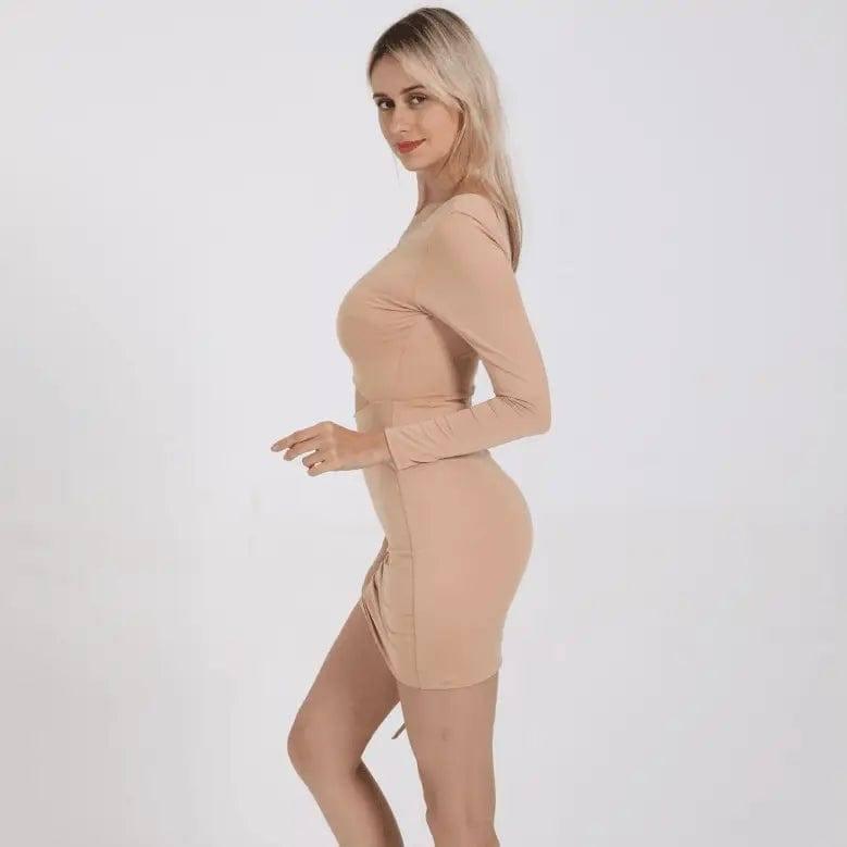 LOVEMI - Lovemi - Sexy One Shoulder Cutout Long Sleeve Hip Dress