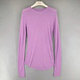 Women's Long Sleeve Crew Neck Top-Purple-3