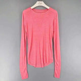 Women's Long Sleeve Crew Neck Top-Pink-6