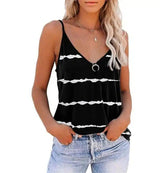 Lovemi -  Sexy Sleeveless Camisole V-neck Stripe Print top LOVEMI Black S 