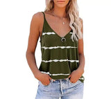 Lovemi -  Sexy Sleeveless Camisole V-neck Stripe Print top LOVEMI Army Green S 