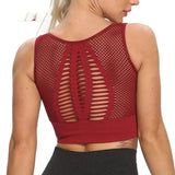 Women's Breathable Mesh Sports Top-Wine Red-6