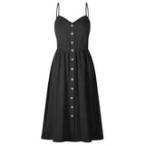 Suspender Button Pocket Halter Dress-Black-12