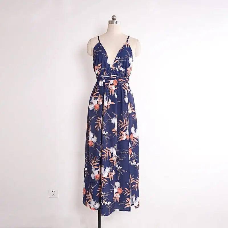 USA SIZE V-neck halter dress Fashion printed bandage-04-33