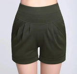 Shorts Chiffon Women Cotton Casual-ArmyGreen-34