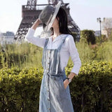 Women's Casual Denim Overalls Dress-1