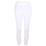 Slim Slimming Printed Cropped Trousers-White-12