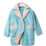 Small Particles Lamb Wool Coat Women's Mid-Length-Sky Blue-1