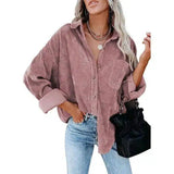 Lovemi -  Solid Color Lapel Pit Strip Casual Jacket Shirt Blousse LOVEMI Pink S 