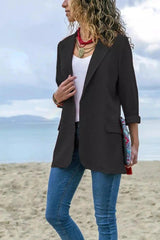 Women's Casual Blazer Jacket with Pockets-Black-2