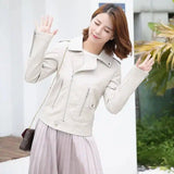 spring and autumn new ladies leather short Korean version of-white-3