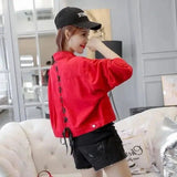 spring new women's Korean spring jacket students wild spring-8361 red-1