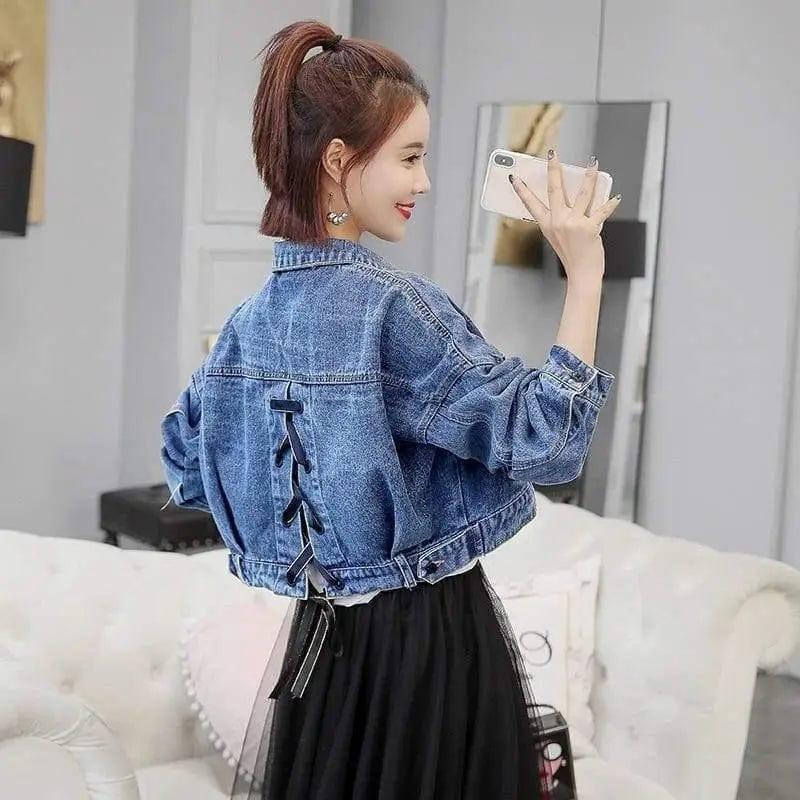 spring new women's Korean spring jacket students wild spring-8396 blue-3