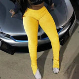 Women's Black Stacked Pants for Stylish Comfort-Yellow-1