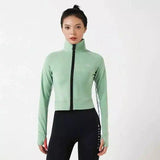 Women's High-Collar Athletic Jacket-Green-2