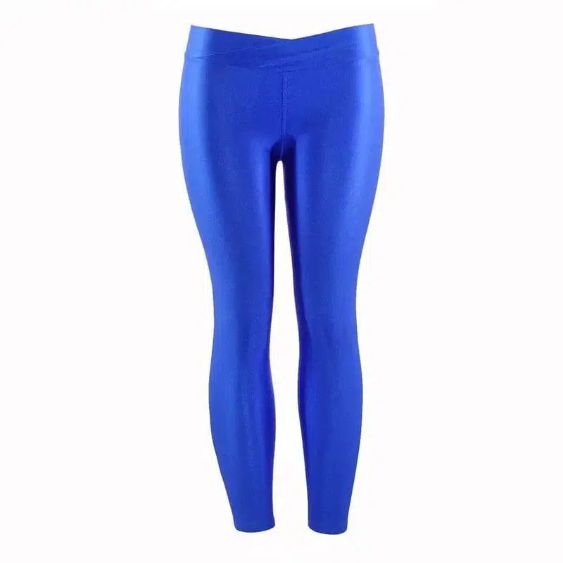 Summer Low Waist Stretch slim gloss trousers thin candy-Blue-1